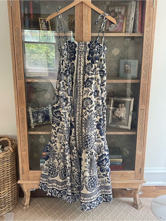 FARM Rio Dresses & Skirts - FARM Rio Navy & Cream Floral Tie-Shoulder Maxi Dress